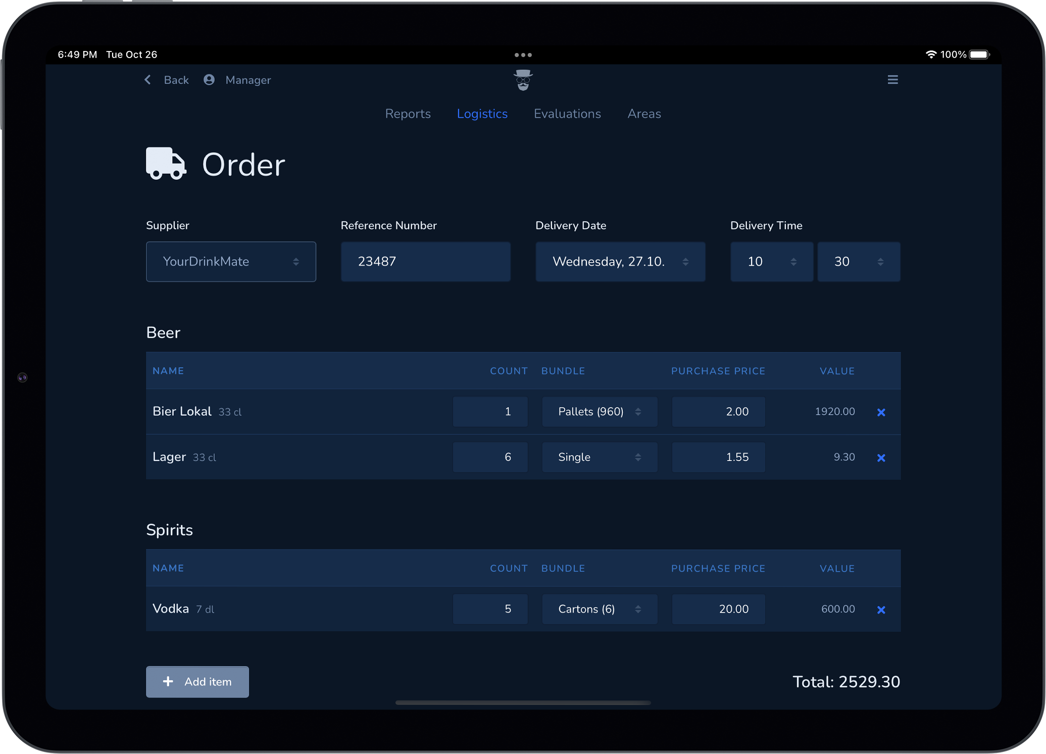 Order Screen