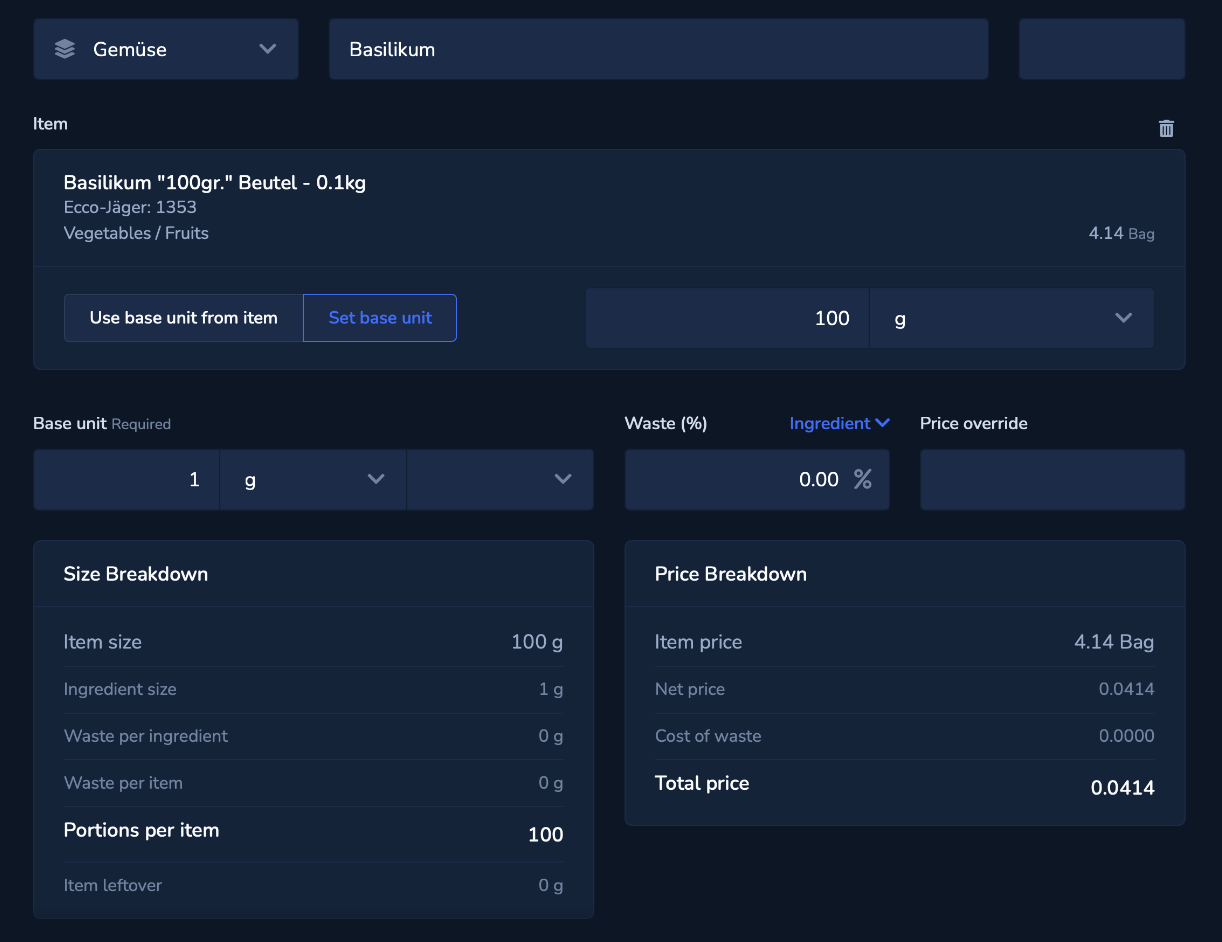 YBM Recipes: Use purchased items directly as ingredients.